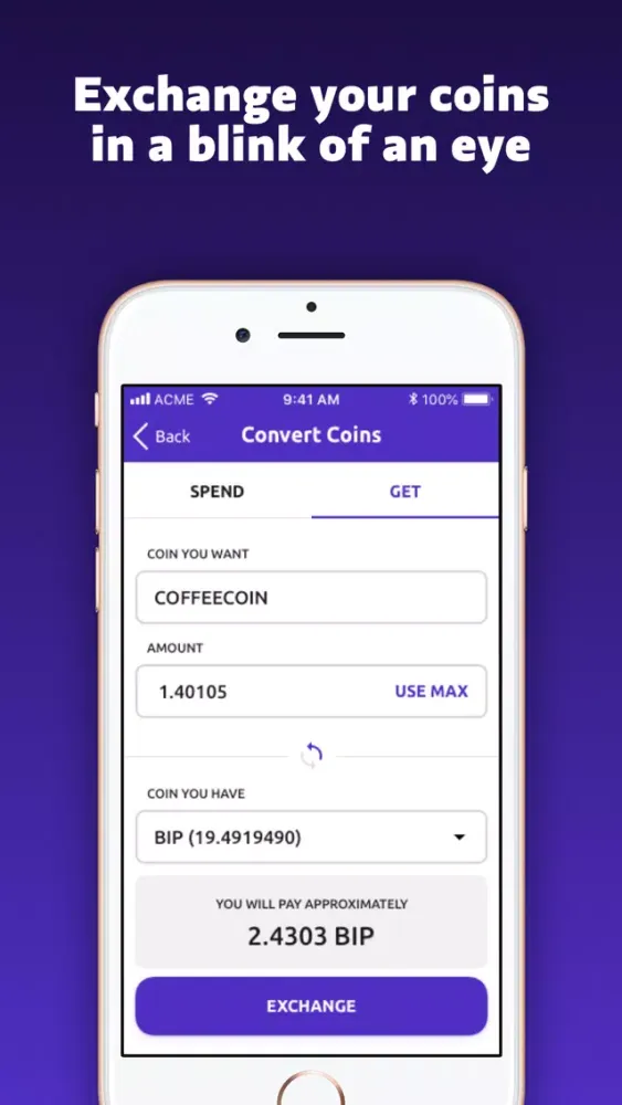 Ảnh chụp màn hình của BIP Wallet Testnet