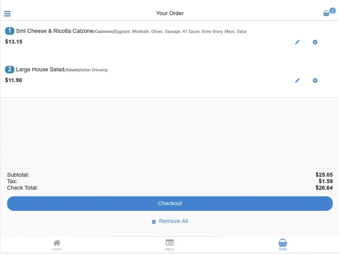 Bella Luna Pizza iPad  स्क्रीनशॉट