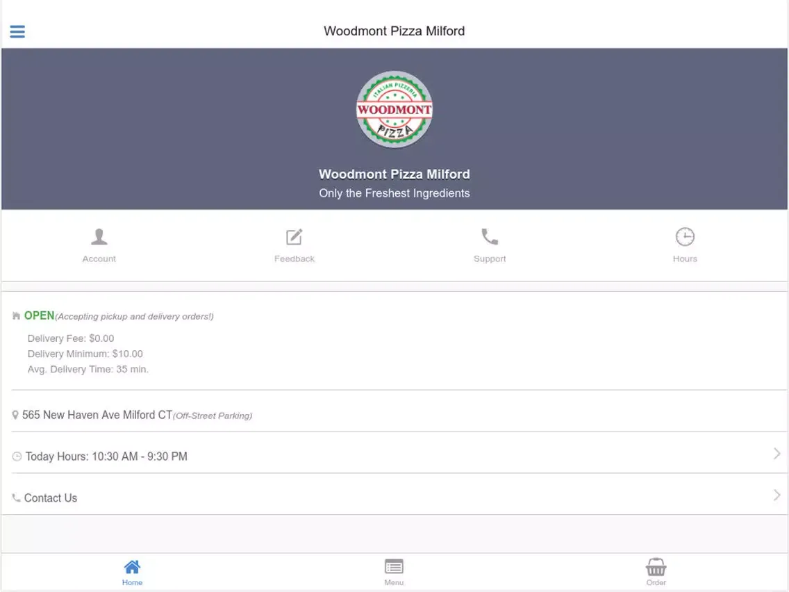 Скриншоты Woodmont Pizza Milford iPad 