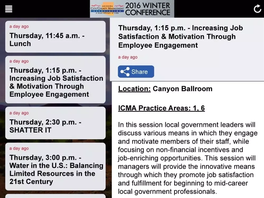 Tangkapan layar 2016 ACMA Winter Conference iPad 