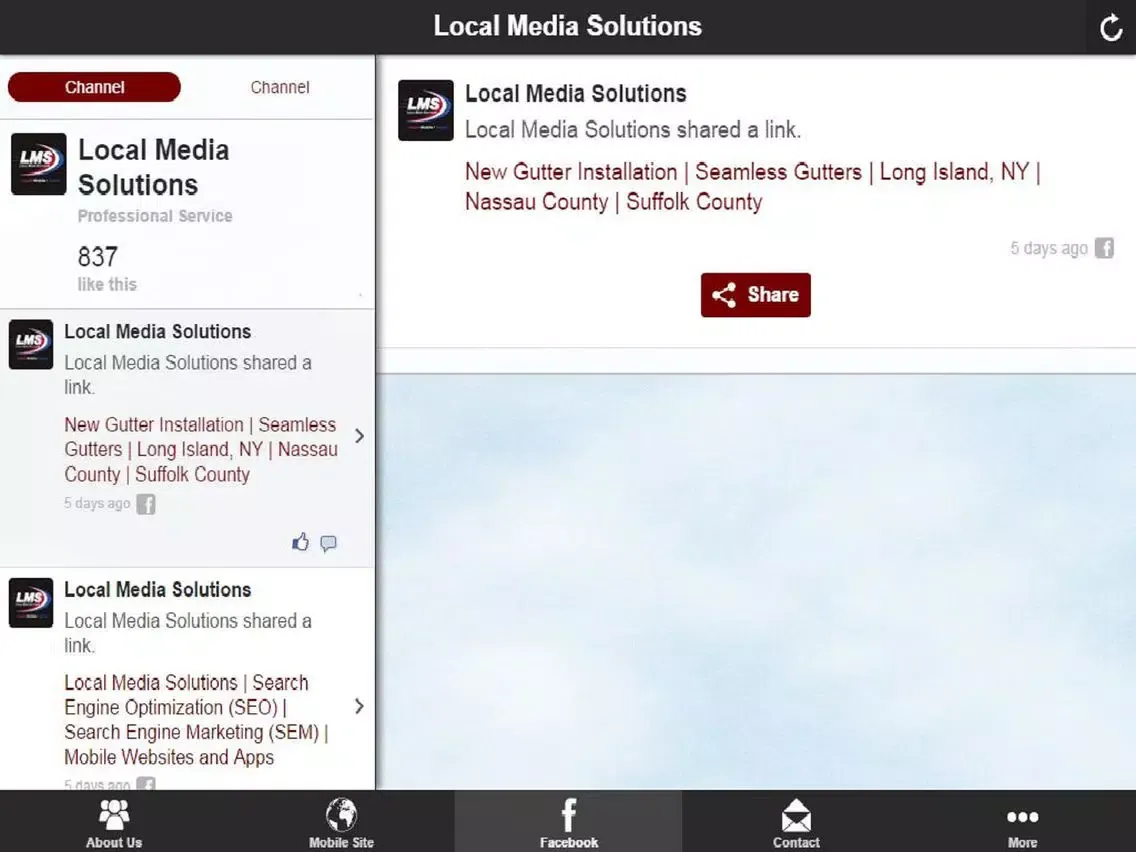 Capturas de tela do Local Media Solutions iPad 