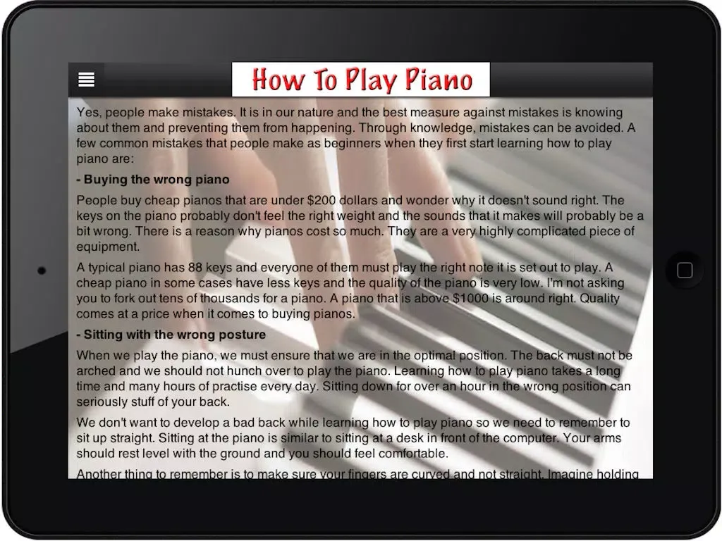 How To Play Piano iPad Screenshots