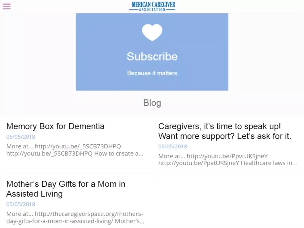 American Caregiver Association iPad  스크린샷