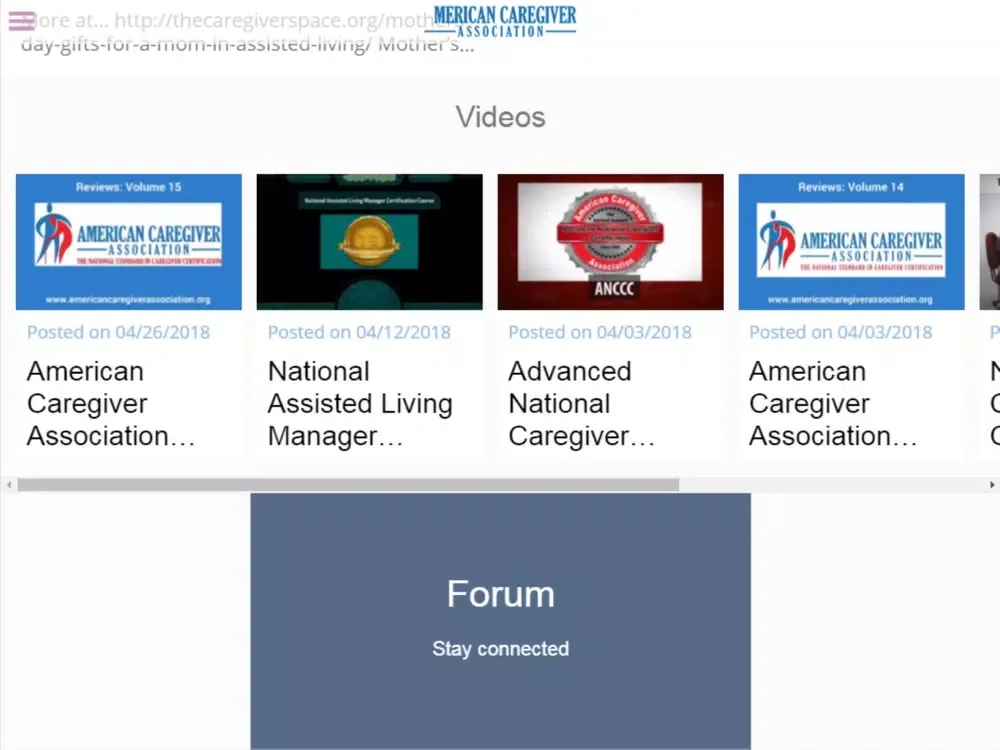 American Caregiver Association iPad  스크린샷