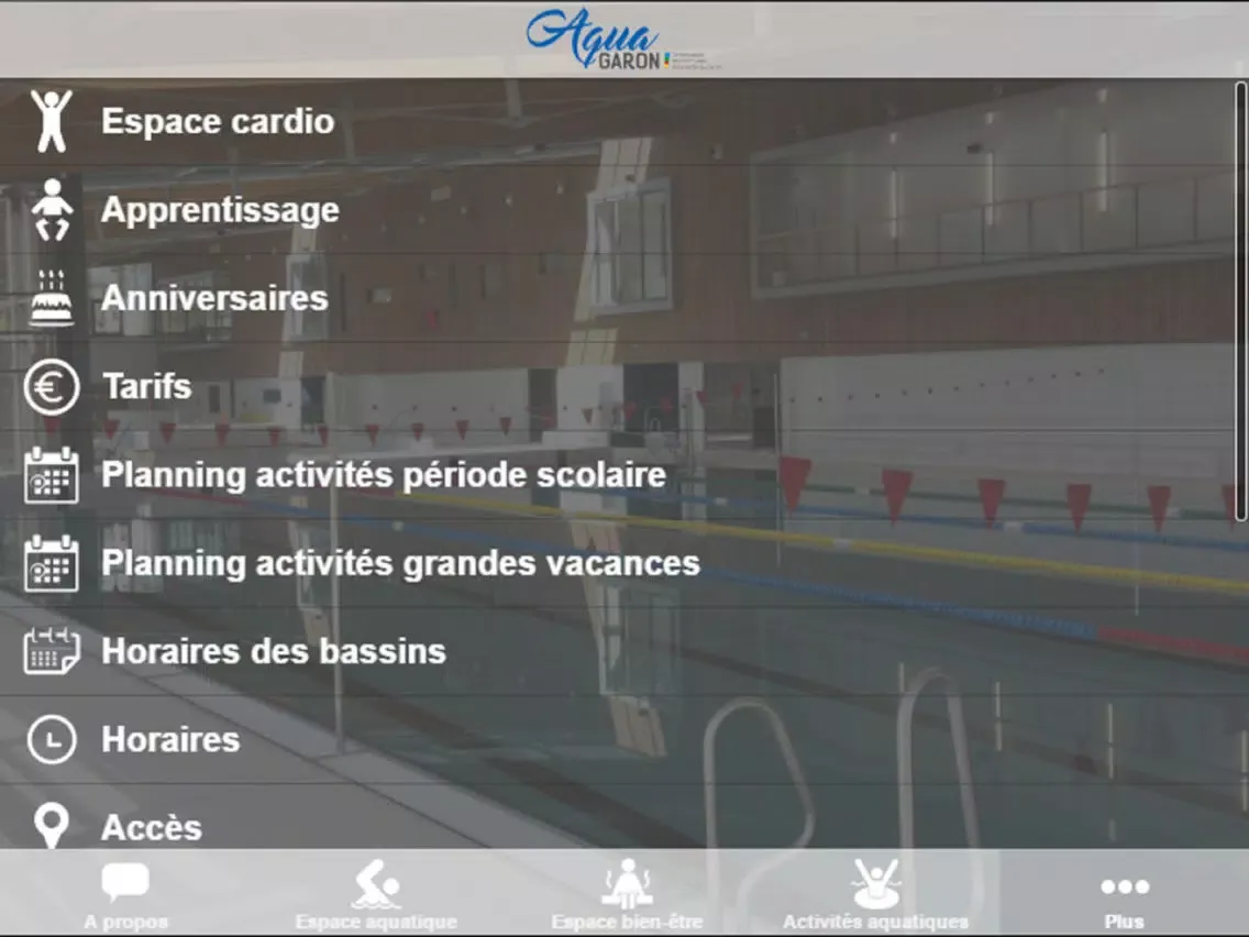 Centre aquatique AquaGaron iPad 應用截圖