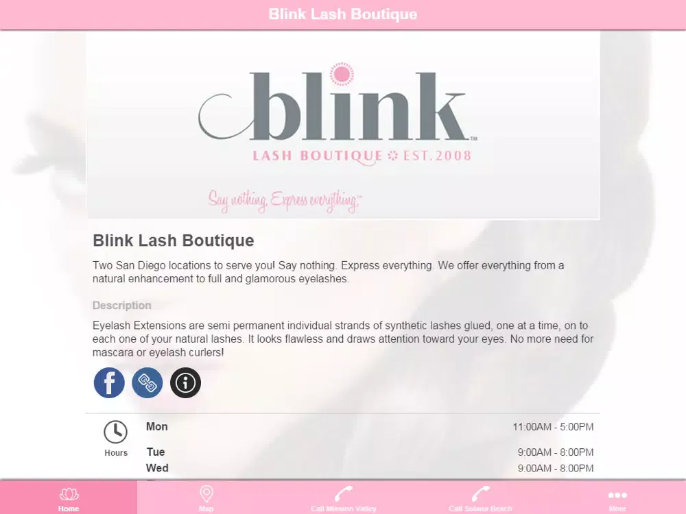 Blink Lash Boutique iPad  स्क्रीनशॉट