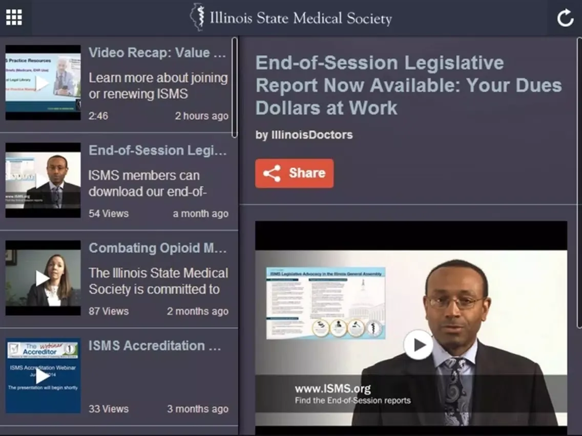Zrzuty ekranu Illinois State Medical Society iPad 