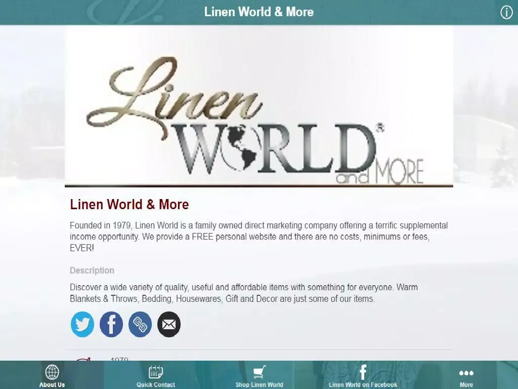 Tangkapan skrin Linen World & More iPad 