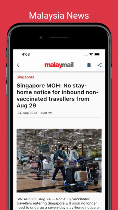 Capturas de tela do Malay Mail