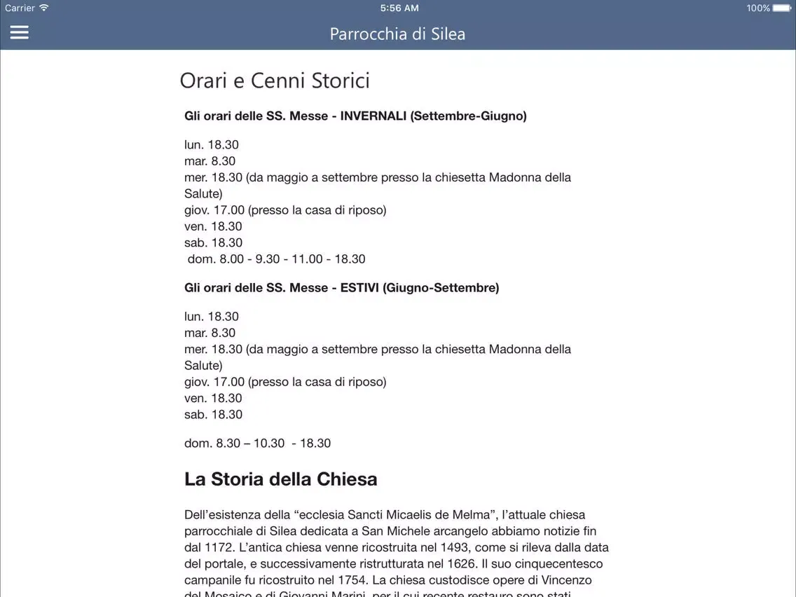 Ảnh chụp màn hình của Parrocchia di Silea iPad 
