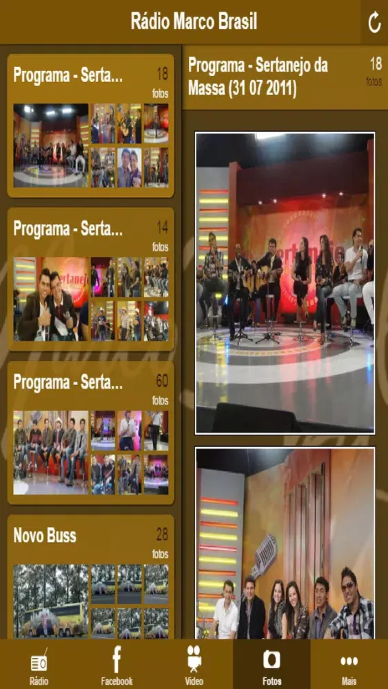 Capturas de tela do Rádio Marco Brasil