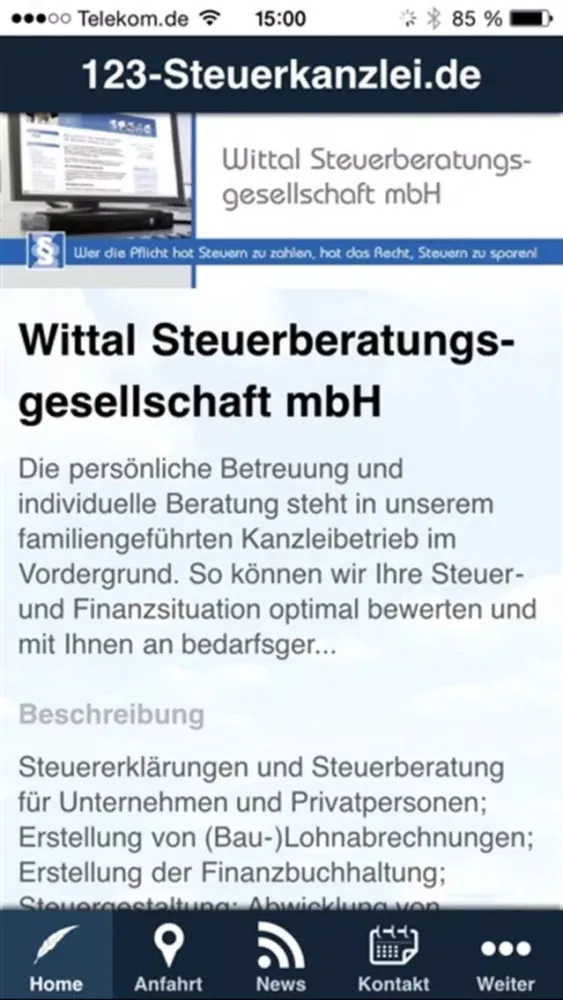 Tangkapan skrin Wittal Steuerberatungsgesellschaft mbH