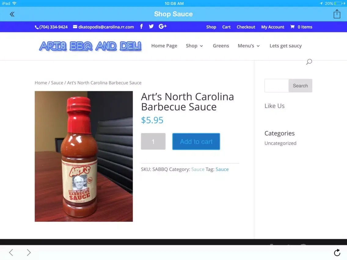 Arts BBQ and Deli iPad 应用截图