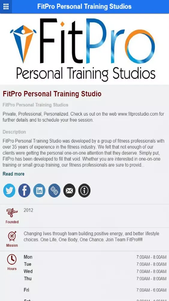 Screenshot di FitPro Personal Training Stu