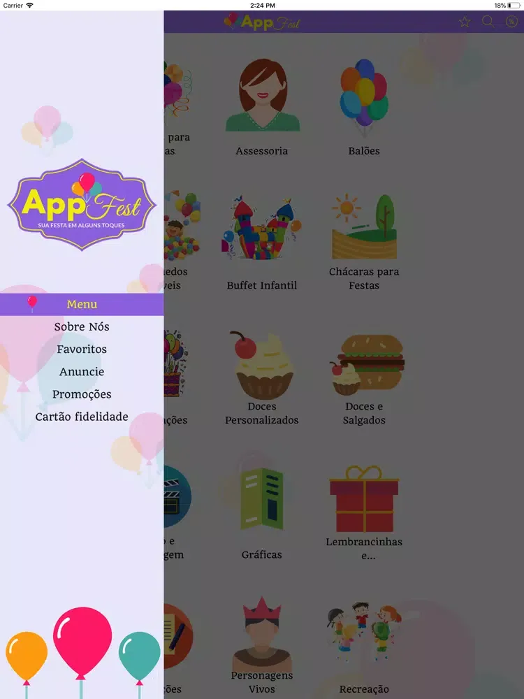 Capturas de tela do App Fest iPad 