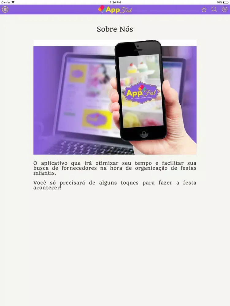 Capturas de tela do App Fest iPad 