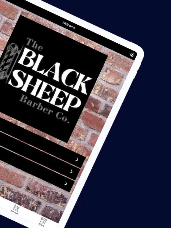 Tangkapan layar The Black Sheep Barber Company iPad 