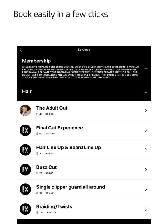 Final Cut Grooming Lounge iPad  Screenshots