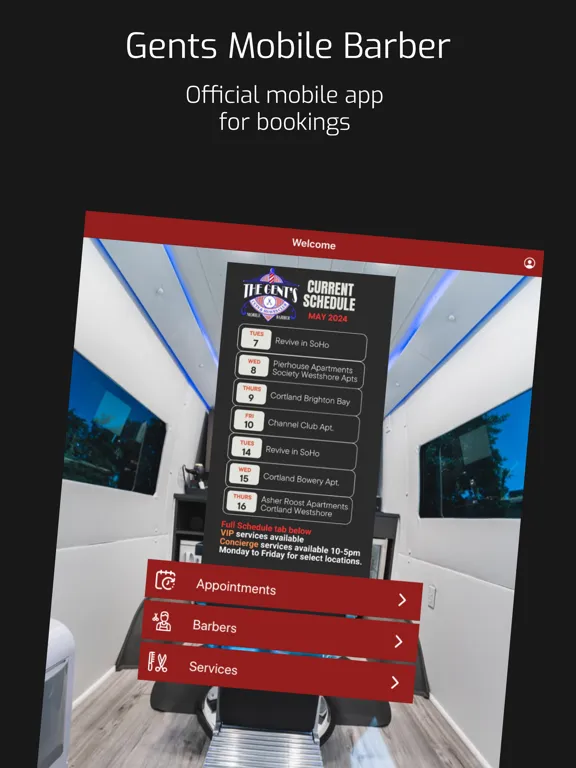 Tangkapan layar Gent's Mobile Barber iPad 