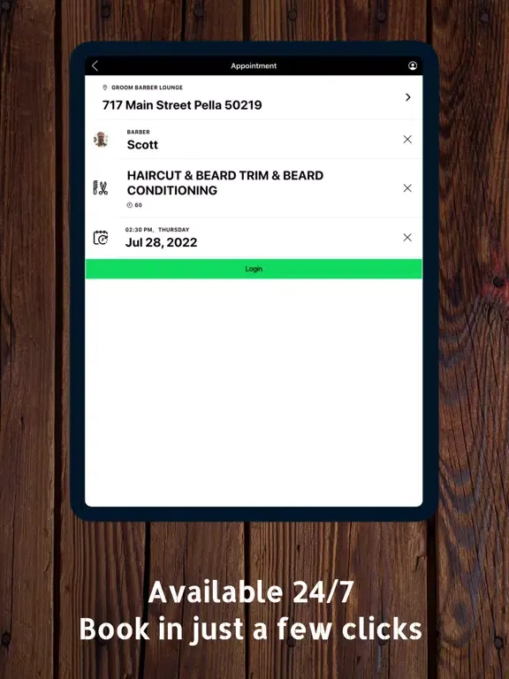 Ảnh chụp màn hình của GROOM Barber Lounge iPad 