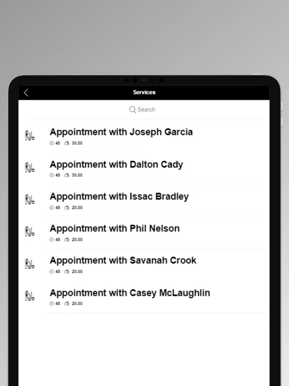 Tangkapan skrin Garcia’s Barbershop iPad 
