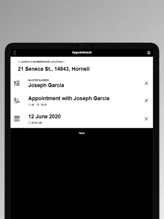 Tangkapan skrin Garcia’s Barbershop iPad 