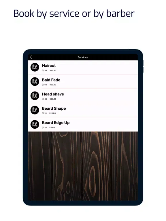 Leather and Blades Barber Shop iPad  स्क्रीनशॉट