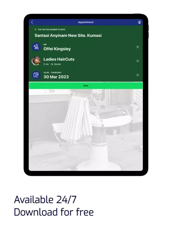 Tangkapan skrin The Gifted Barber Studio iPad 