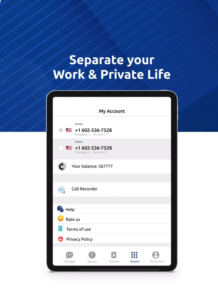 Screenshot di Second Phone Number Call now iPad
