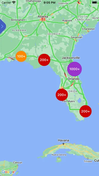 Tangkapan layar Live Traffic - Florida