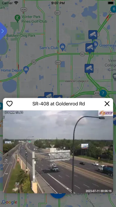 Tangkapan layar Live Traffic - Florida