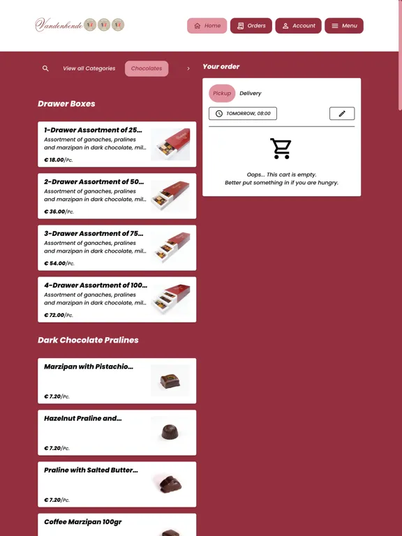 Screenshot di Vandenhende Chocolatier iPad 