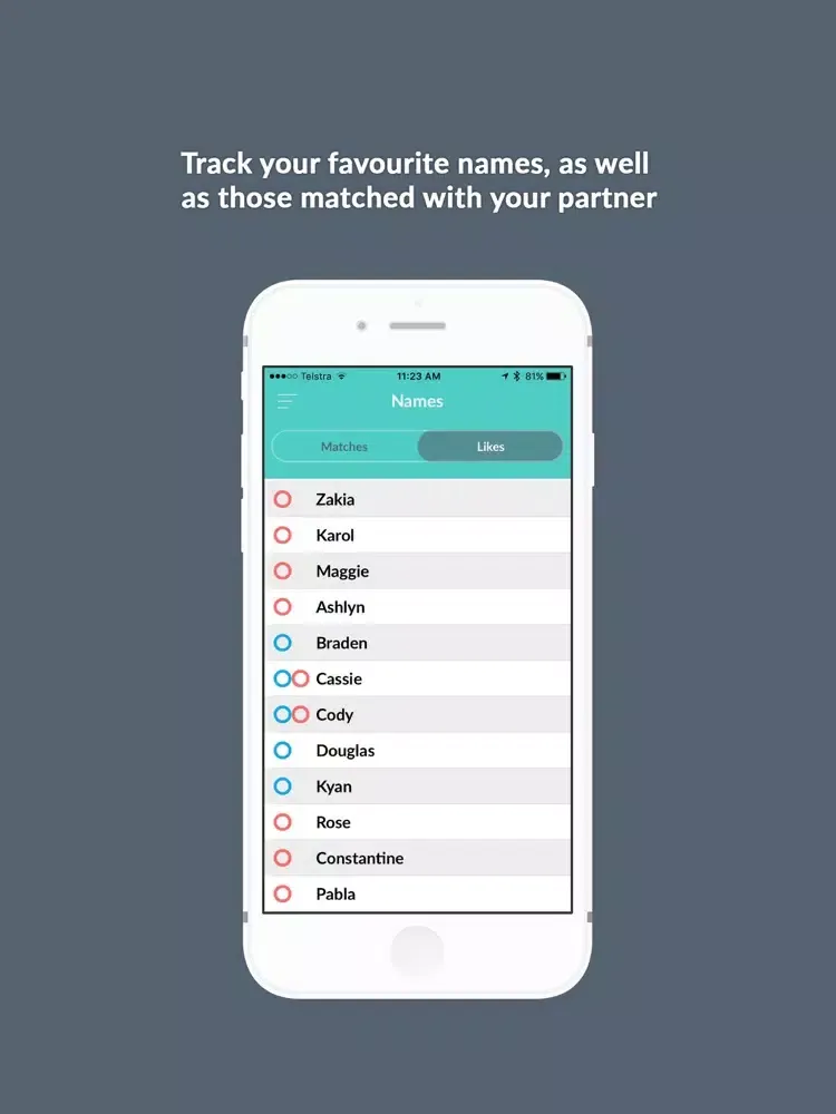 Tangkapan skrin Name Me: Search baby names & match to your partner iPad 