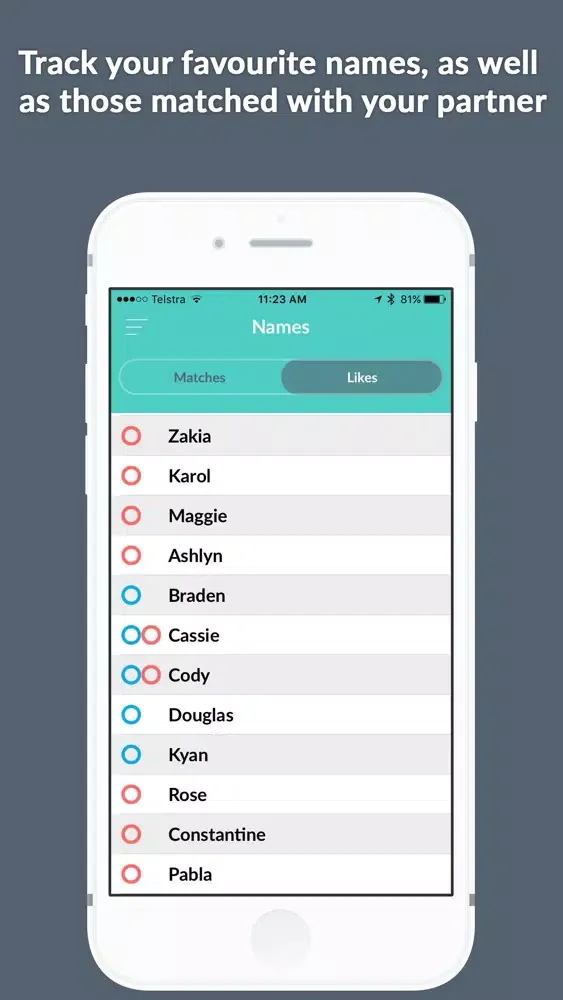 Tangkapan skrin Name Me: Search baby names & match to your partner