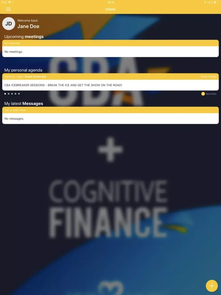 Cognitive Events iPad  Screenshots