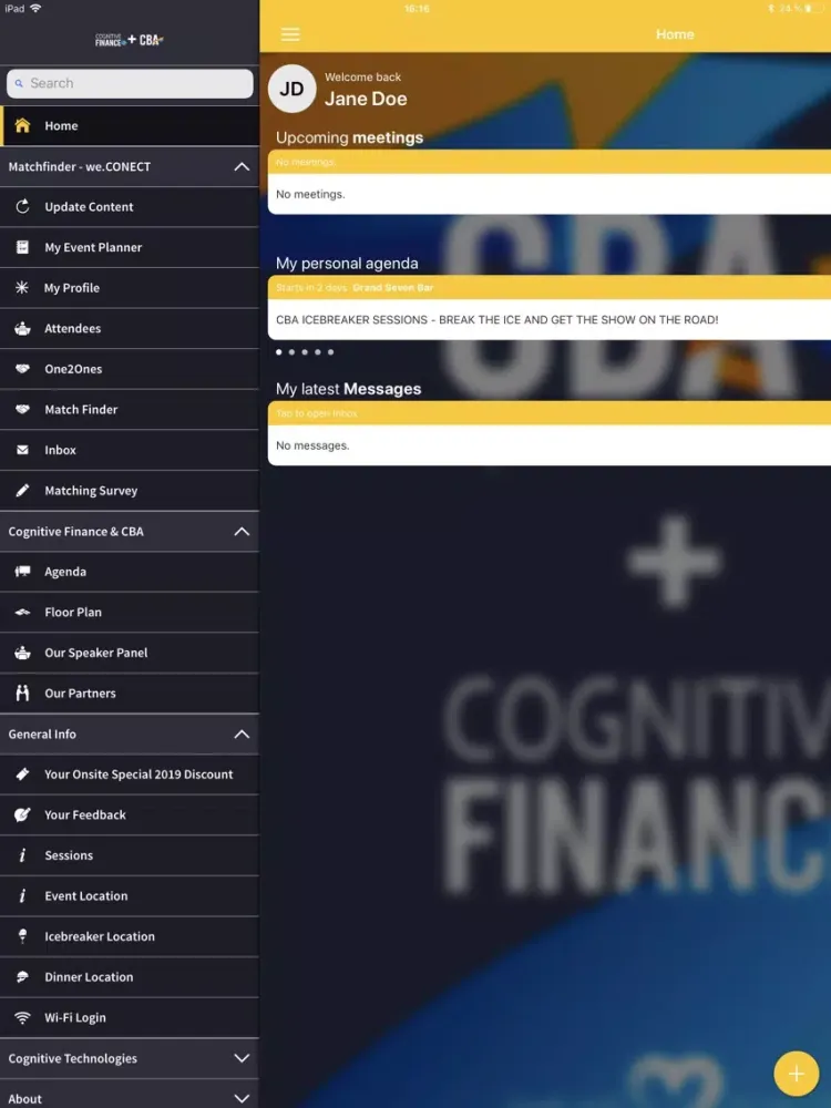 Cognitive Events iPad  Screenshots