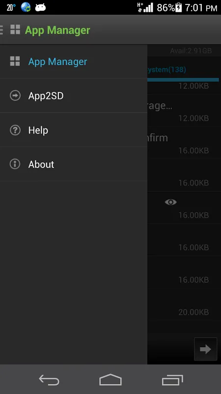 Screenshot di App Manager