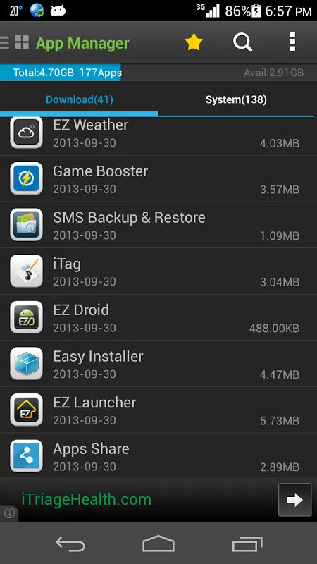 Screenshot di App Manager