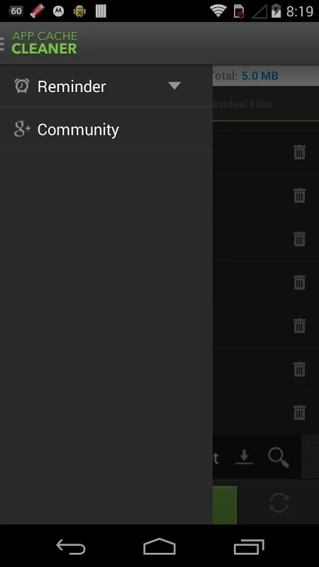 Tangkapan layar Cache Cleaner