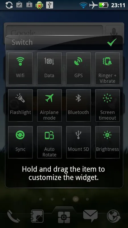 Capturas de pantalla de SwitchWidget
