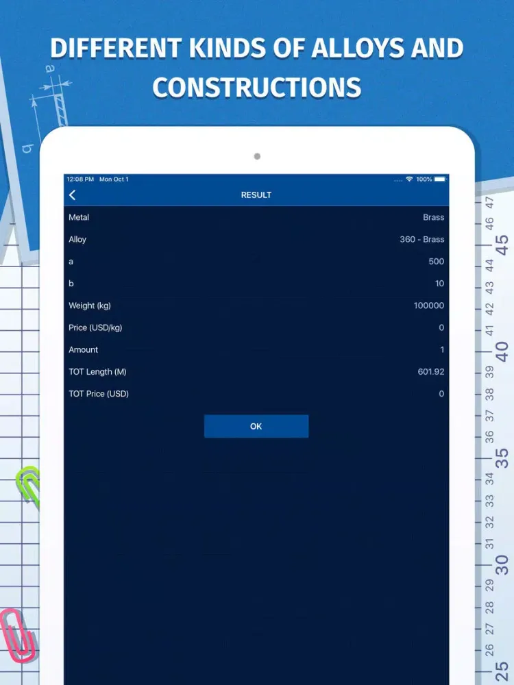Tangkapan layar Metal Calculator: Estimator iPad 
