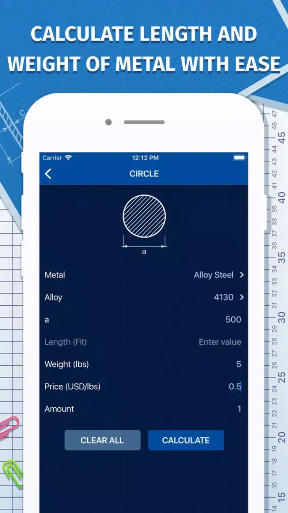 Tangkapan layar Metal Calculator: Estimator