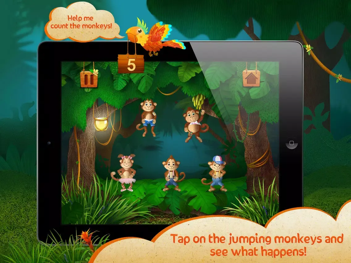 Zrzuty ekranu Kids Apps ∙ 5 Little Monkeys jumping on the bed. Interactive Nursery Rhymes. iPad 