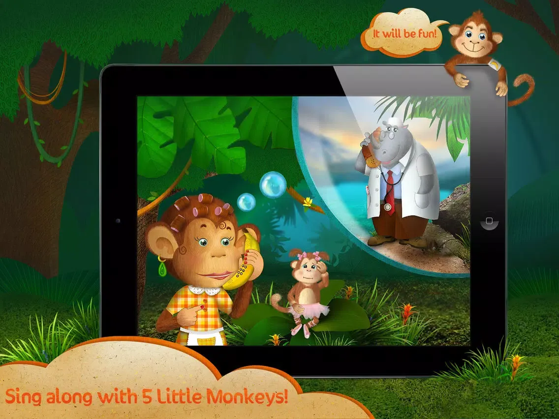 Zrzuty ekranu Kids Apps ∙ 5 Little Monkeys jumping on the bed. Interactive Nursery Rhymes. iPad 