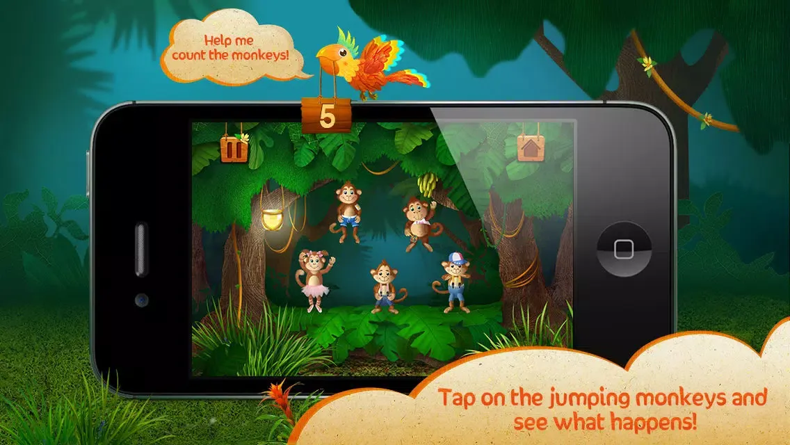 Zrzuty ekranu Kids Apps ∙ 5 Little Monkeys jumping on the bed. Interactive Nursery Rhymes.