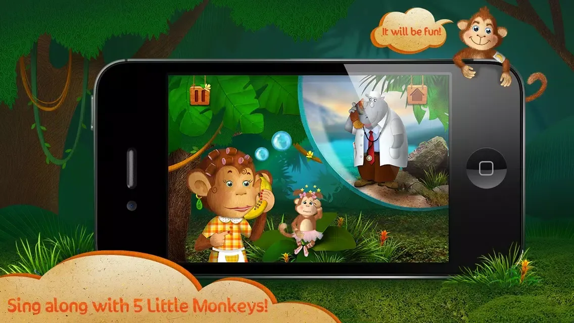 Zrzuty ekranu Kids Apps ∙ 5 Little Monkeys jumping on the bed. Interactive Nursery Rhymes.