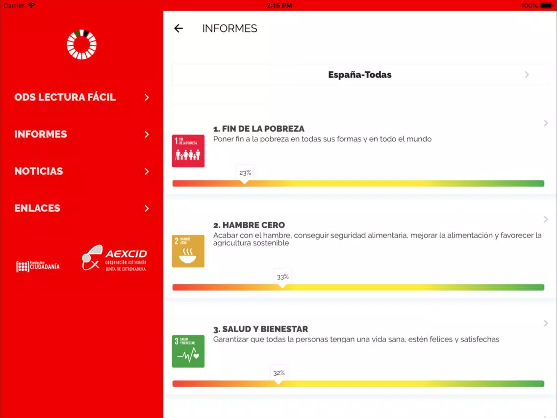 ODS Extremadura iPad  Screenshots