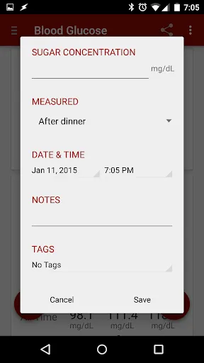 Blood Glucose Tracker Screenshots