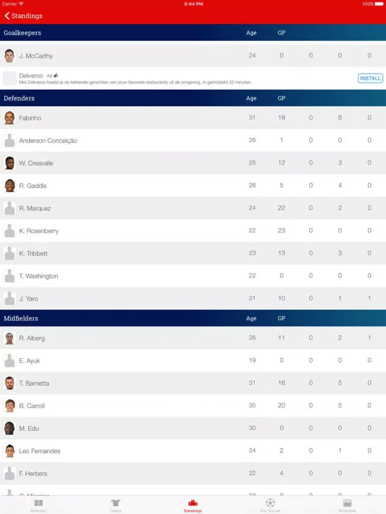 Скриншоты Soccer Live Stats iPad 