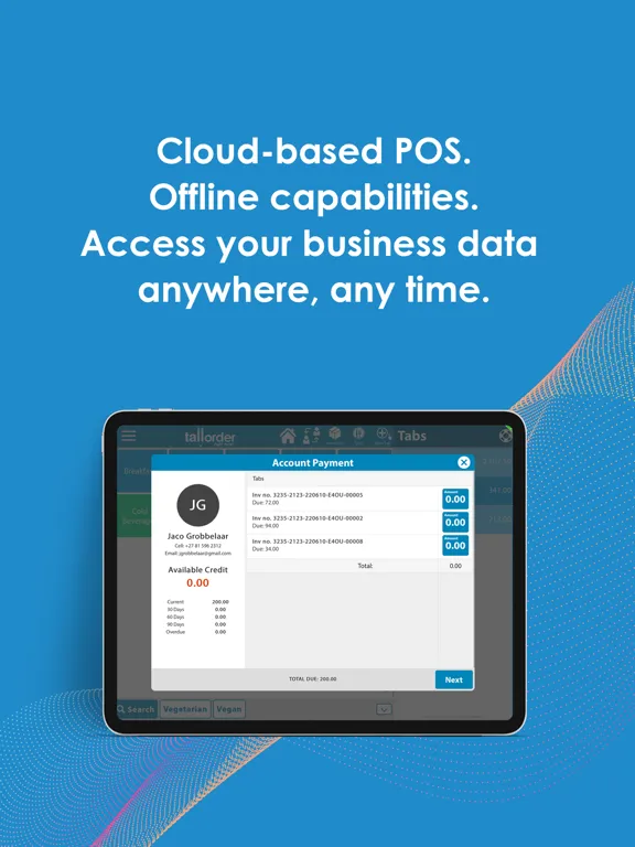 Screenshot di TallOrder Cloud Point of Sale iPad 